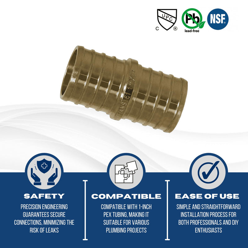 XFITTING Pex 1 Inch x 1 Inch Pex Coupling, 23-1-4=25XX, 25 Pieces Pex 1" Coupling