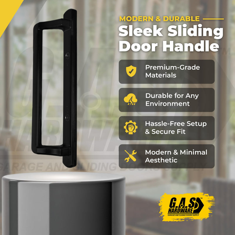 PGT 10" Sliding Door Interior Handle with Thumb Latch Lever and Screws | Interior Replacement Patio Door Handle with 3-7/8" Hole Spacing | Fix Repair PGT Door Hardware - Black