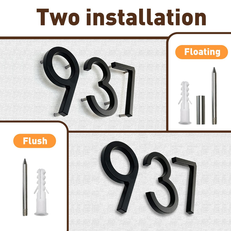 7 Inch Modern House Numbers For Outside,Street Metal Black Large Floating House Numbers For House Address Numbers For House Numbers For Address On House Floating Flush Mount Aluminum Black Number 1 Number1