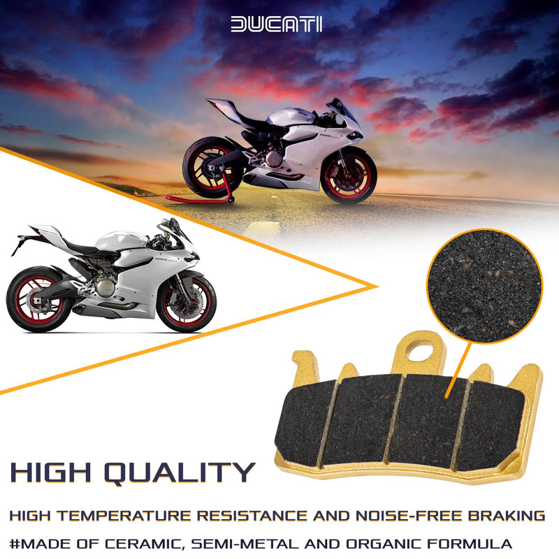 Sunluway Brake Pads for Ducati Panigale V2 / V2 Bomber 2019-2021/ Ducati Hypermotard 821 / SP 821 2013-2016 / Ducati Panigale 899 2014-2015 Front and Rear Replacement Ceramic Disc Brake Pads (3 Sets）