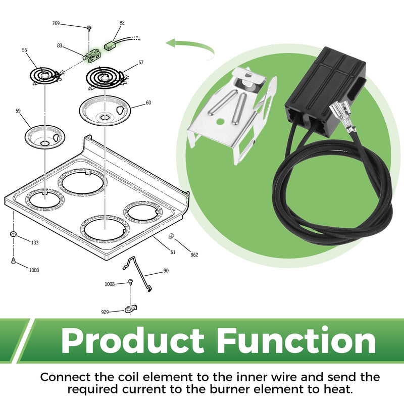 2 Pack WB2X8228 Element Receptacle and Wire Kit Replacement for GE Electric Hotpoint Kenmore Range Electric Stove Burners, Replace 250535, AP2013499, PS242972
