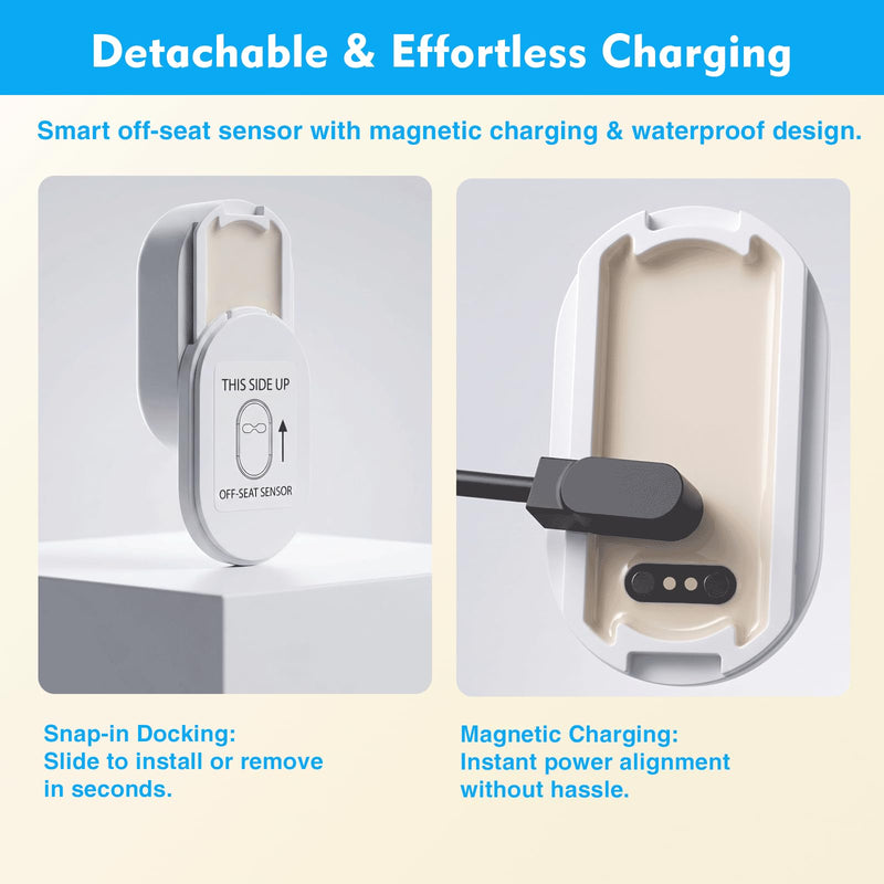 Automatic Toilet Flusher for Side, Front & Angled Mount Flapper Toilets | Touchless toilet flush kit with 12-16 in infrared sensing and rechargeable power while keeping the manual handle functional.