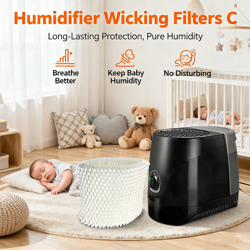 Replacement Humidifier Filter Compatible with Honeywell HC-888N/HC-888, Filter C, HCM-890, HEV-320 Series & Duracraft DCM-200/DH-890, High Absorbency Wicking Filter, Pack of 2 2 Pack