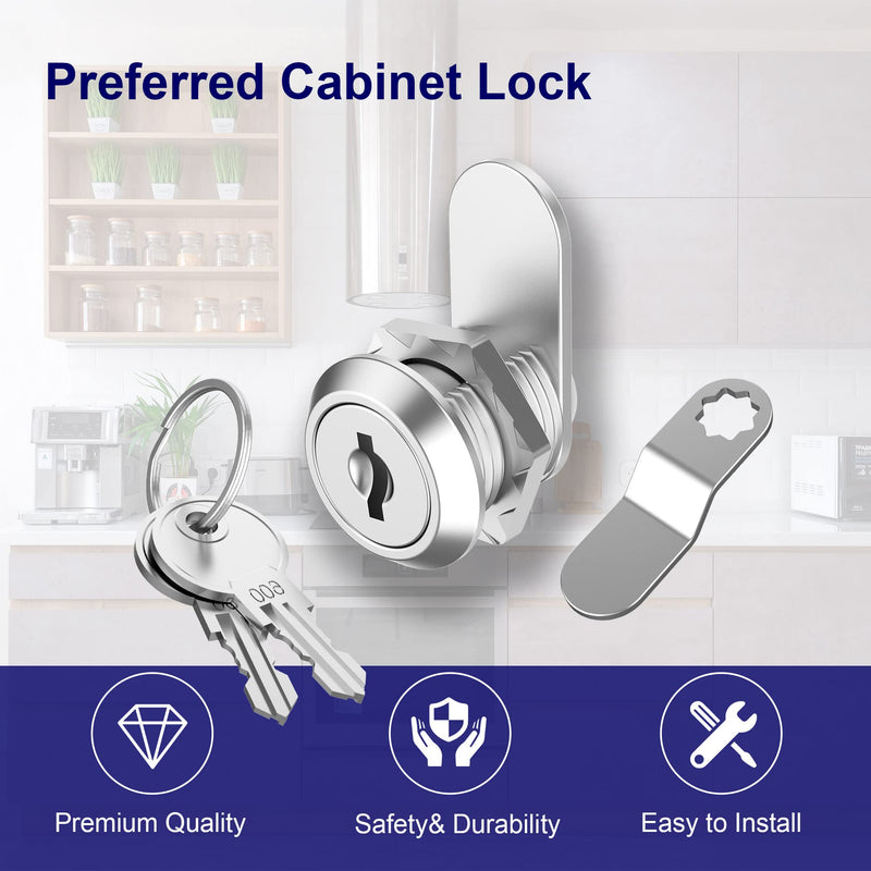 Jayseon 6 Pack Cabinet Locks with Key, RV Cam Locks 5/8" Keyed Alike, Mailbox Lock Replacement for Drawer Toolbox RV Compartment Storage Door, Zinc Alloy 6 Pack 5/8 Inch