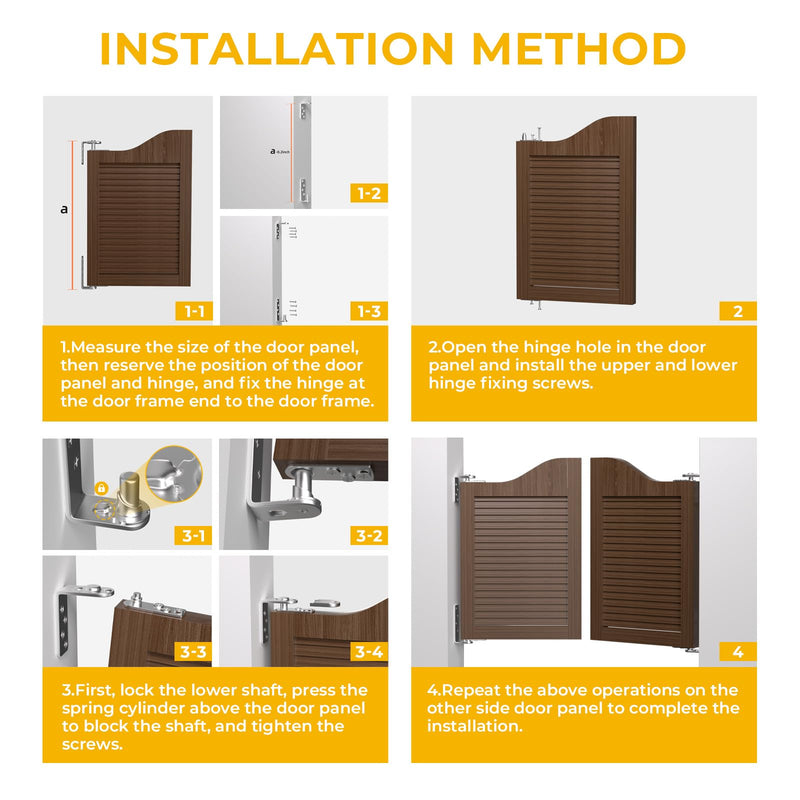 goldenwarm Self-Return Saloon Door Hinges, 1 Set – 304 Stainless Steel Double Action Swinging Hinges, Self-Closing for Café, Louvre, and Swinging Doors