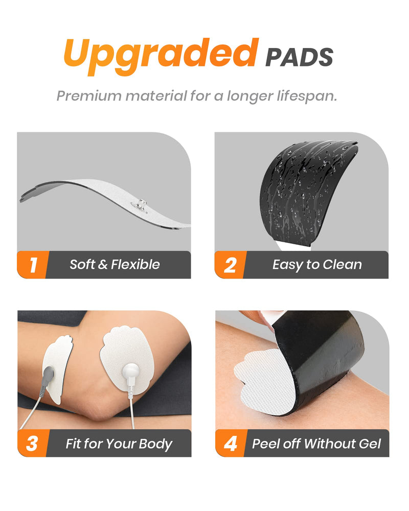 20-Pack TENS Unit Replacement Pads, Long-Lasting Snap Electrodes for 50 Times of Use per Pad, Latex-Free TENS Pads Set Compatible with TENS EMS Devices Using 3.5mm Button Lead Wires White
