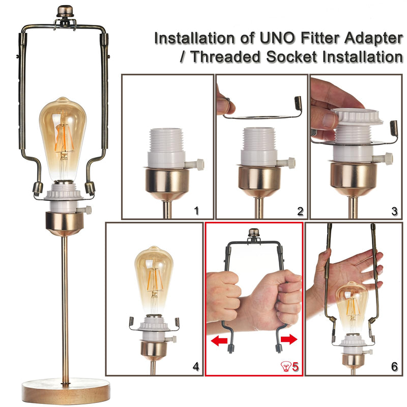 7 8 9 10 inch Lamp Shade Harp Holder,Antique Brass Lamp Harp Kit,Fit Both Standard Lamp Rod and E26 Light Base UNO Fitter Adapter,with 2 Shade Attaching Finial Top (Bronze Color - 1 Set) Bronze Color - 1 Set - NewNest Australia