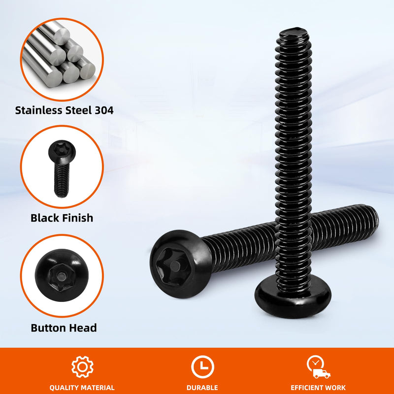 M6 x 12mm Button Head Torx Drive Machine Screws, Security Screws Anti Theft Tamper Proof, 304 Stainless Steel 18-8, Black Finish, 25 PCS M6 x 12mm