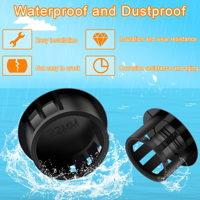 200Pcs Black Nylon Hole Plug Set (9 Sizes: 1", 7/8", 3/4", 5/8", 1/2", 3/8", 5/16", 1/4", 1/5") - Plastic Hole Plugs, Assorted Sizes, Precision Fit End Caps for Cabinets & Furniture, Screw Hole Plugs