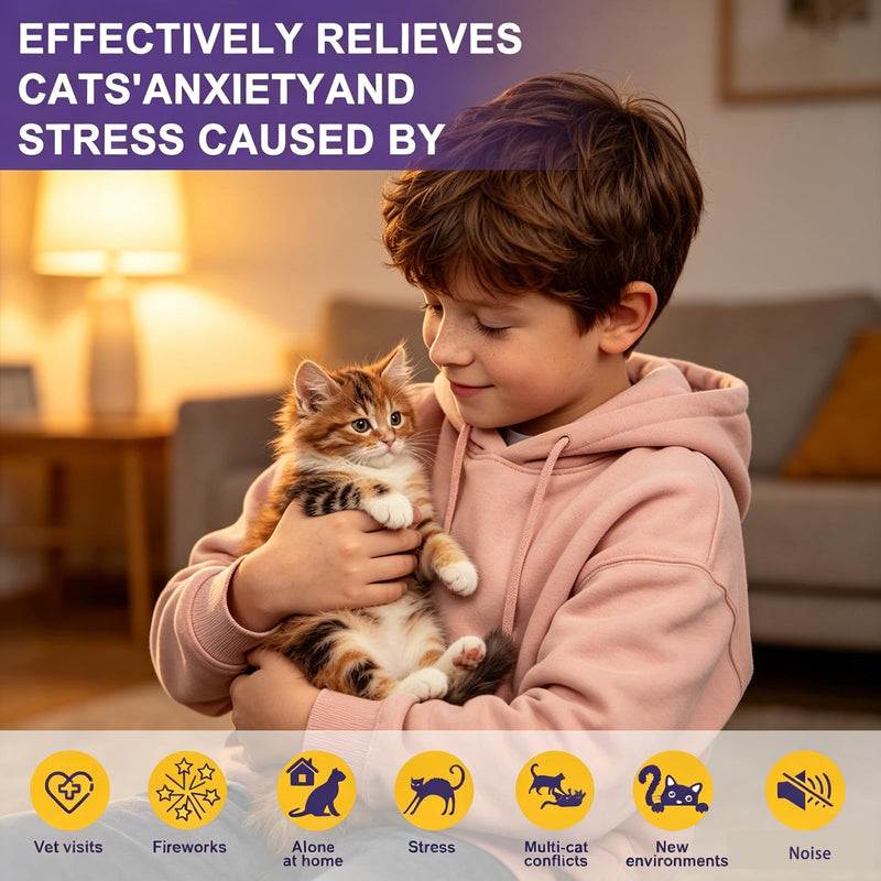 Cat Calming Diffuser Kit 1 Diffuser Plus 3 Refills 90-Day Support Cat Pheromone Diffuser for Feline Calming Urine Marking Excessive Meowing Scratching Odorless Formula for All Felines