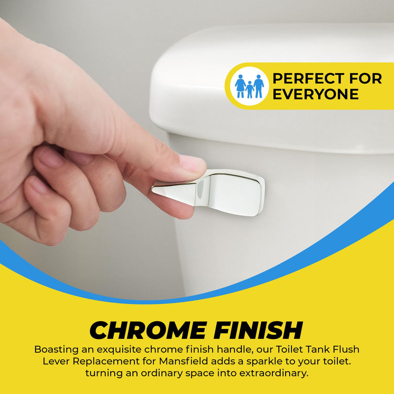 Toilet Tank Flush Lever Replacement for Mansfield - Front Mount, Chrome Finish Handle - Designed for Optimal functionality - Compatible with Mansfield Flush Valve Systems
