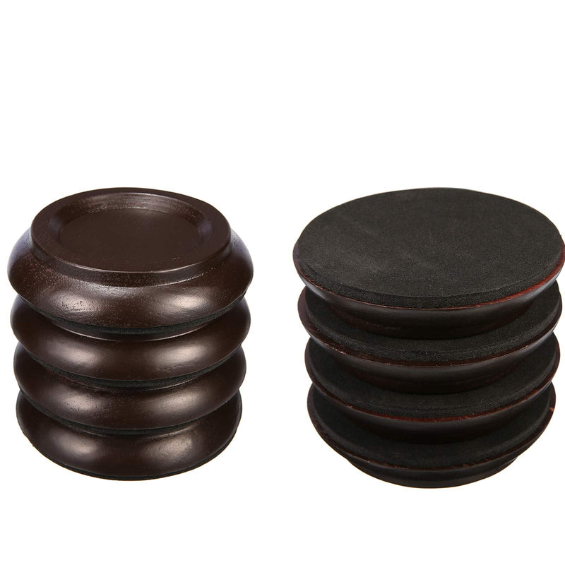 4Pcs Piano Caster Cups Grand Upright Piano Wheels Feet Floor Protectors, Solid Wood Casters Cups Wood Sliders Caster Pads with Non-Slip & Anti-Noise Foam Set of 4, Brown