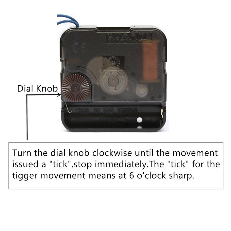 Youngtown 12888 Trigger Quartz Clock Movement with Music Chime Box 5/16 Inch Maximum Dial Thickness, 25/32 Inch Total Shaft Length 3/4 inch total shaft length