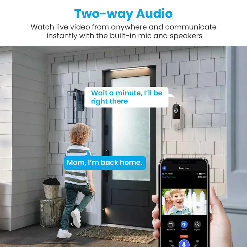 1080p Wireless Video Doorbell Camera with Chime, AI Human Detection, 2-Way Talk, Live View, Night Vision, Cloud Storage, 2.4G WiFi Only, Battery Powered, Indoor Outdoor Surveillance (Linen) Linen