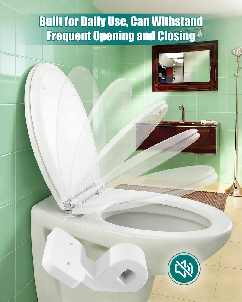 Toilet Seat Hinge Bracket Fits for Bemis NextStep2, Hinge Replacement Mounting Hardware, Fix for Loose or Wobbly Toilet Seats, 2 Pair White with Screws