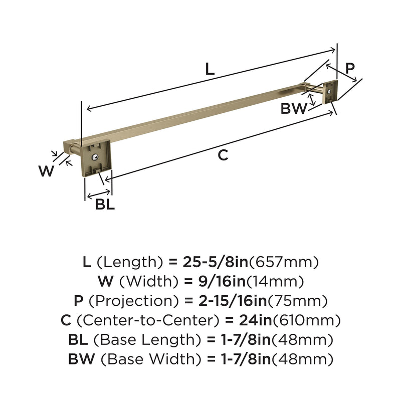 Amerock BH36074BBZ | Golden Champagne Towel Bar | 24 in (610 mm) Towel Rack | Appoint | Bathroom Towel Holder | Bathroom Hardware | Bath Accessories