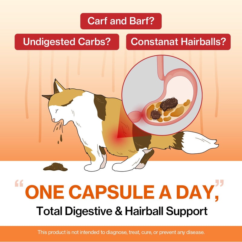 Doctor By Cat Enzyme Swift Cat Digestive Enzyme Supplement Vomiting Diarrhea, Loss of Appetite, Hairball with Pancreatine, Papain, Bromelain, Micro-Size for Easy Swallowing, 60 Sprinkle Capsules