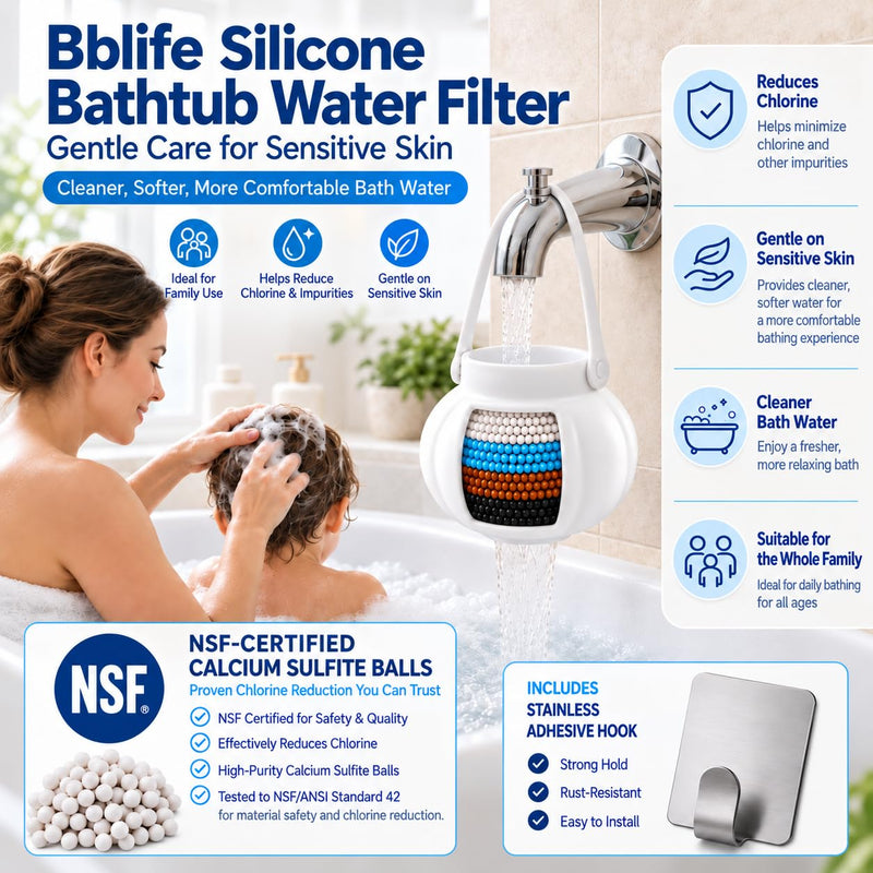 BBLIFE Bathtub Water Filter with NSF-Certified Calcium Sulfite Media White
