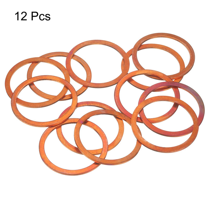 MECCANIXITY 12 Pcs Flat Copper Washers, 50x60x2mm Copper Upgraded Flat Metric Sealing Crush Ring Washers for Hydraulic Fittings Screw Bolt Nut Electronic Repair