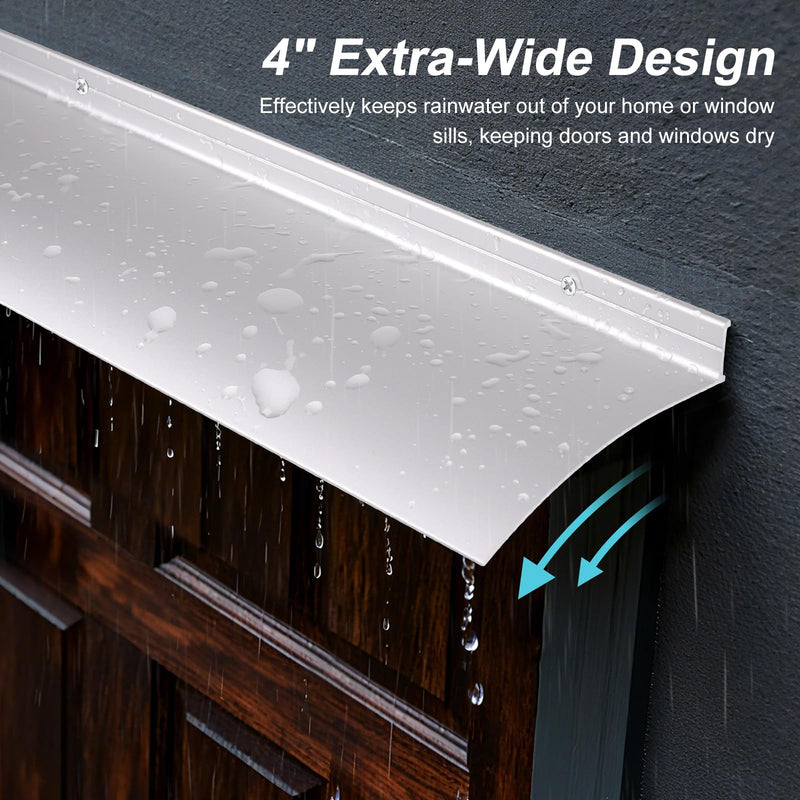 40" L Aluminum Door Rain Drip Guard Overhead, Extra Wide 4" W Door and Window Rain Deflector, Metal Door Drip Cap for Exterior Doors Window Top Roof (Silver, 1pcs) 40 Inches-1pcs Silver