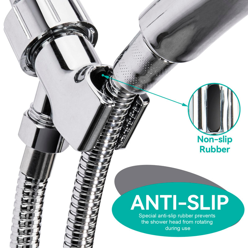 Adjustable Handheld Shower Head Holder- Brass Ball, Premium ABS Bracket- 360 Degree Rotatable：Arm Mount and Hose Connector, Shower Adapter- Adjustable Shower Arm Mount, MAYYAYA (Chrome) Chrome