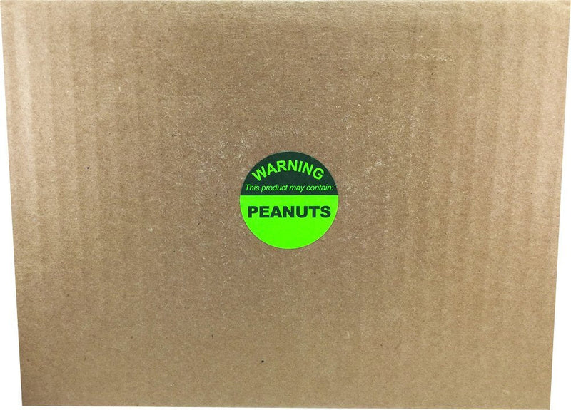 Food Allergy Warning Labels – This Product May Contain Peanuts, 1.5 Inch Round Adhesive Stickers, 500 Total Labels Per Roll for Restaurants, Catering, Food Packaging, and Retail – Made in the USA