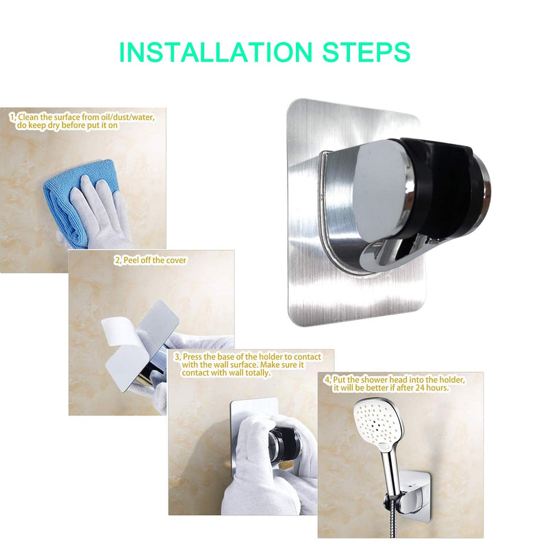 Strong Adhesive and Waterproof Shower Head Holder, Adjustable Handheld Shower Holder Wall Mount Shower Bracket by Lofekea Silver - 1 PACK
