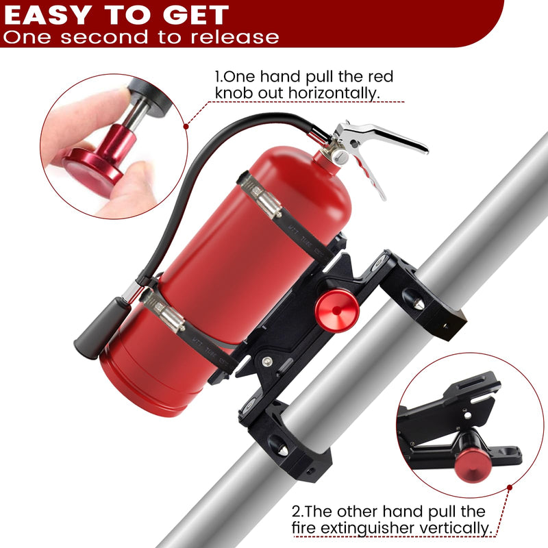 UTV Fire Extinguisher Mount Kit - Quick Release Fire Extinguisher Mounting Bracket Adjustable 1.75'' to 2'' Roll Bar Aluminum Alloy Heavy Duty for Polaris RZR Ranger Can-Am Maverick ATV Style 2