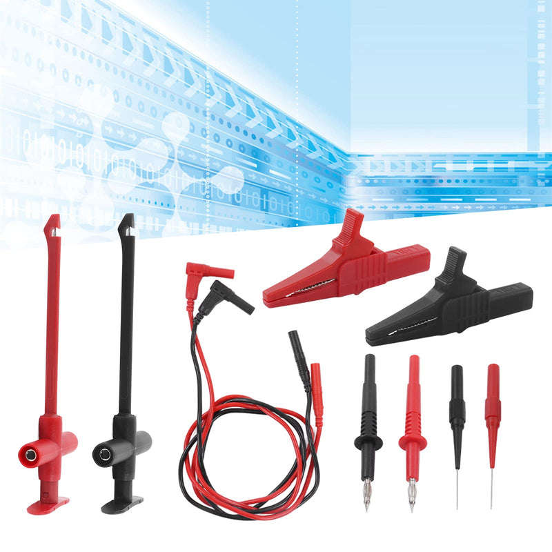 Banana Plug Multimeter Test Lead Kit, Eectrical Alligator Clips Probe Test Kit,19A JT8001‑1 Crocodile Clip Puncture Probe Wire Piercing Probe Clip Multimeter Accessories for Electronic Repair