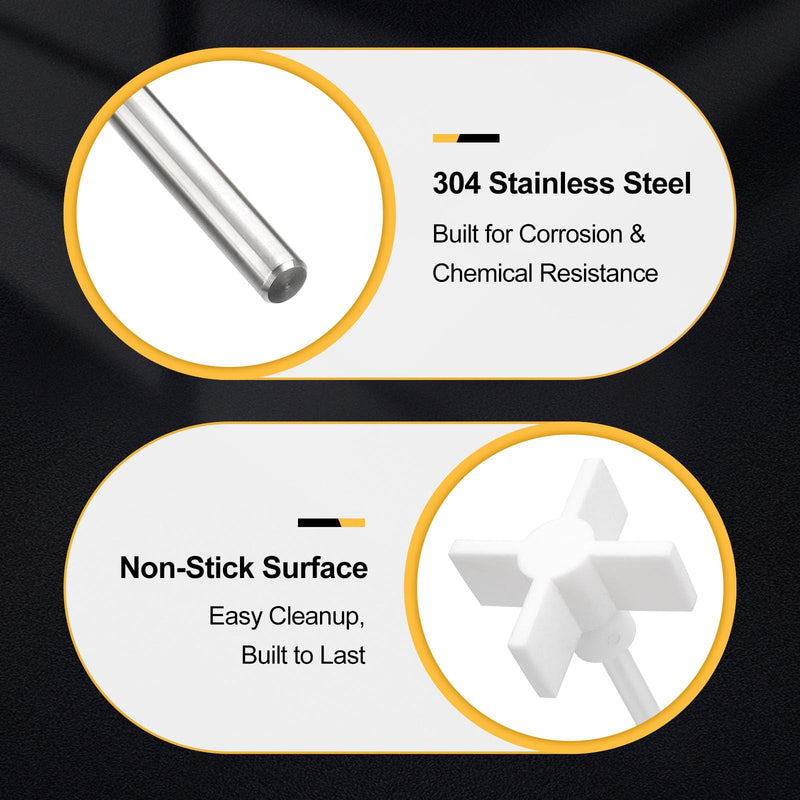 4-Blade Straight Stirring Rod, PTFE Coated Stainless Steel Impeller for Overhead Stirrer, Laboratory Mixing