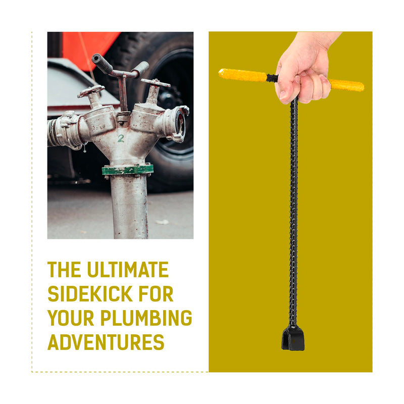 LOSTRONAUT 12 Inches Water Meter Key Cut Off Tool with Enforced Steel T-handle & 4-Way Water Spigot Key, Multi-Tool Utility Key for Curb Water Valves & Main Water Meters, Garden & Plumbing Tool 12"