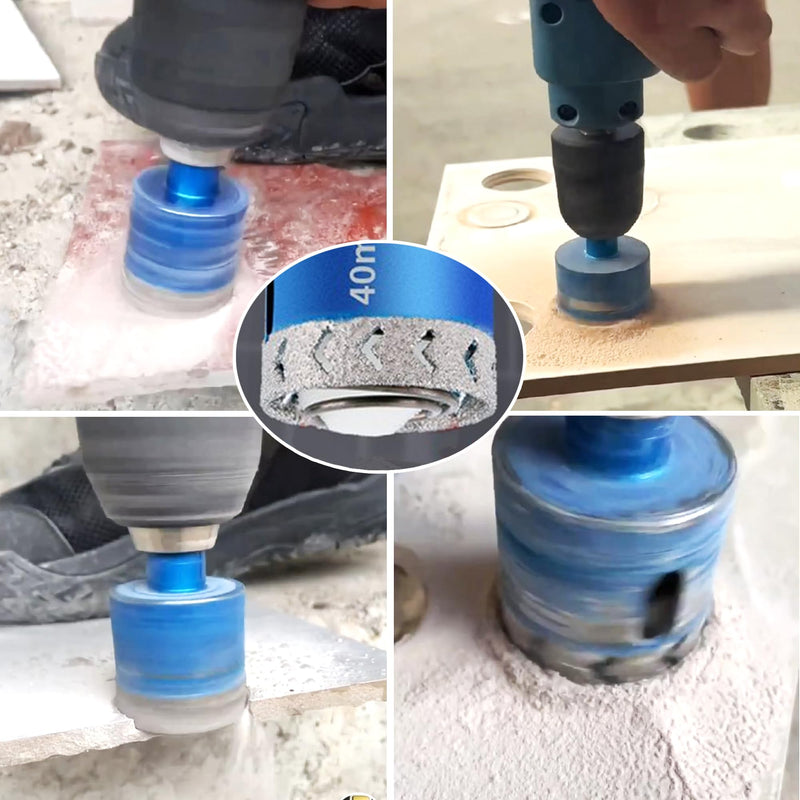 Diamond Hole Saw Kit Set 10PCS 1/4" to 2" Diamond Core Drill Bits for Porcelain Tile Ceramic Granite Stone Marble and More Drilling