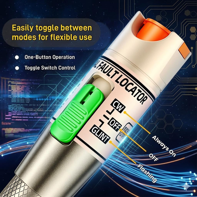 Visual Fault Locator Fiber Optic Tester, 2.5mm Universal Connector for LC/FC/SC/ST, Visual Fault Finder for FTTH Cable Breakpoint & Continuity Checking (Golden, 30-50KM) Golden