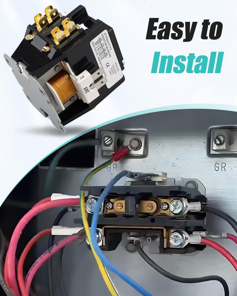 C25CNB130T Definite Purpose Contactor Fit for GE CR453CC3HAA Furnas 45EG10AJA Allen Bradley 400-DP30NJ1, Type C25 1 Pole, 30A 24V