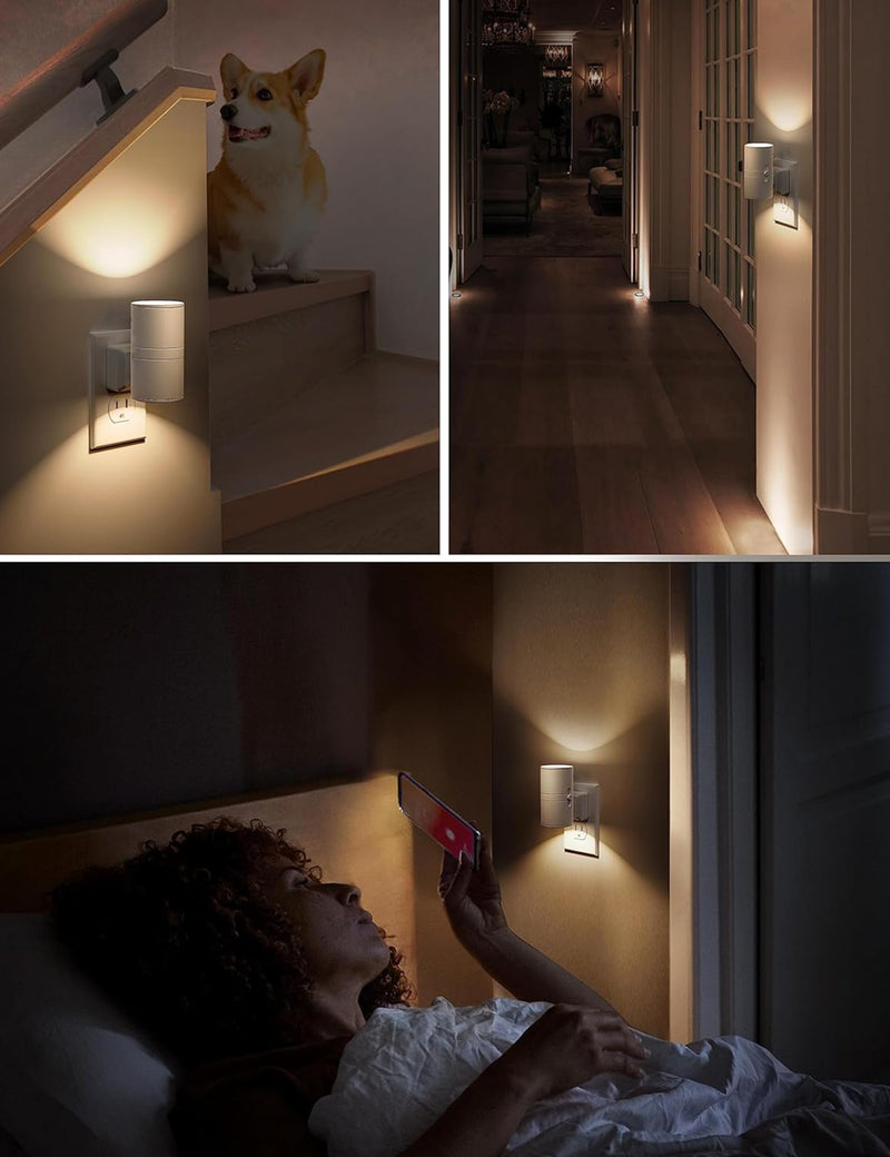L LOHAS LED Night Light Plug in, Night Lights Plug into Wall, Light Sensor, 0-100LM, Soft White 3000K, Dimmable Night Light, Modern Night Light for Hallway Bedroom Stairway, 2 Pack