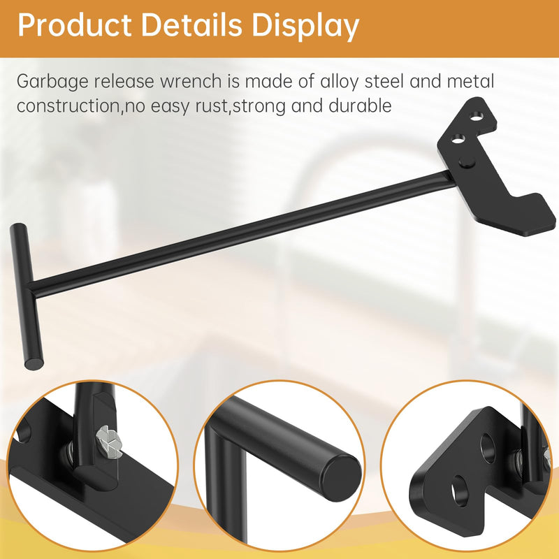 Garbage Disposal Wrench, Garbage Disposer Unjamming Wrench with 2 PCS Garbage Disposal Allen Wrench Tool, Designed to dislodge jams or clutter from above the sink -Black