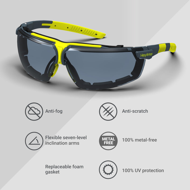 HexArmor VS300 Safety Glasses with Adjustable Side Arms Z87+ for Men and Women Single Variomatic