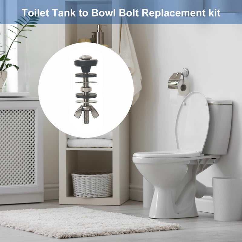 Universal Toilet Tank to Bowl Bolt Kit, Heavy Duty Toilet Tank Replacement Kit, Waterproof and Rustproof Stainless Steel Toilet Tank Bolts(2 PCS) General model 2 Pack