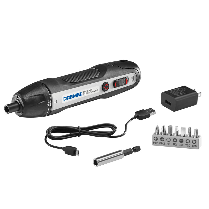 Dremel 4V Cordless Screwdriver Kit with 6 Power Settings and Smart Stop Technology, Includes 7 Screwdriver Bits, 1 Bit Extender, USB Cable and Power Adapter, HSES-01 Electric Screwdriver