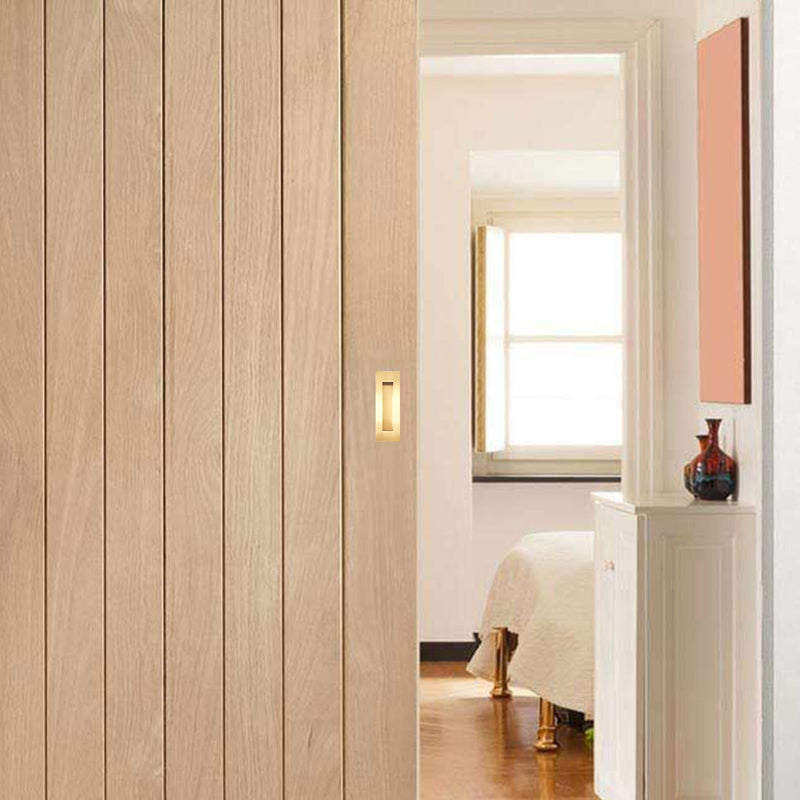 Recessed Finger Flush Pulls - Hadnles Fit Wardrobe Doors, Pocket Doors, Sliding Barn Doors, Bifold Doors and More Stainless Steel Brushed Rectangular Door Pull Hardware (7 INCH, Gold - 4 Pack) 7 Inch