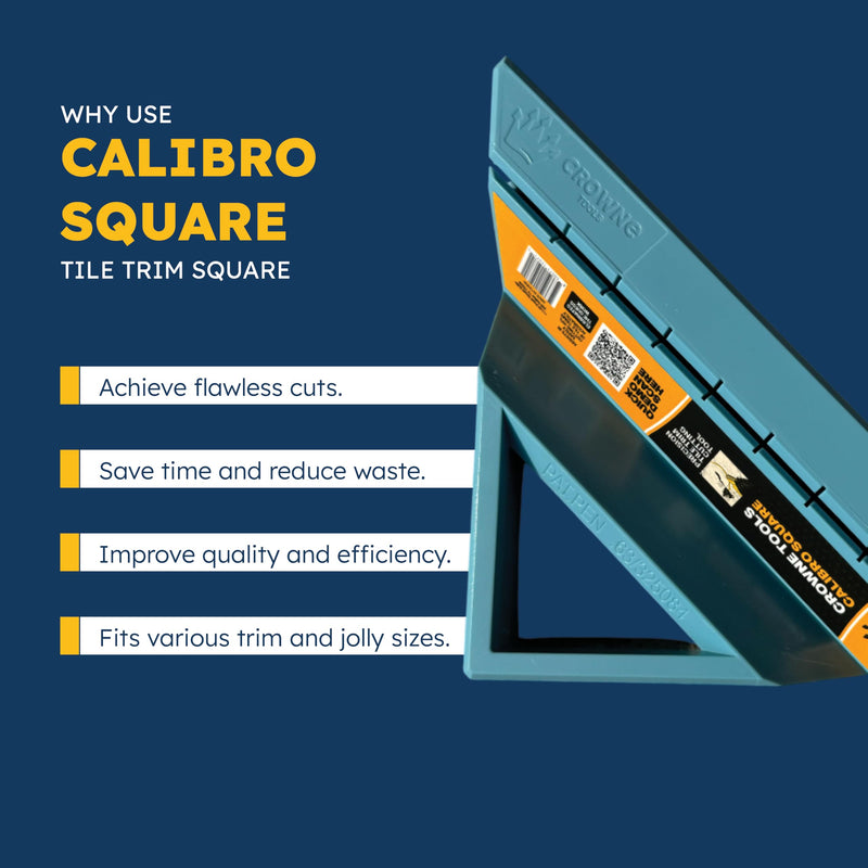 CaliBro Square – Patented Tile Trim & Jolly Cutting Guide, Carpenter Tile Tool, ABS Plastic – Blue