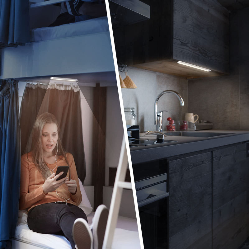 2Pack LED Under Cabinet Light LED Light Bar with USB Powered Under Cabinet Lights for Closet Light Bar Under Counter Lighting Work Tables Student Dormitory (Include AC Plug) 2 Pack-2 AC Plug