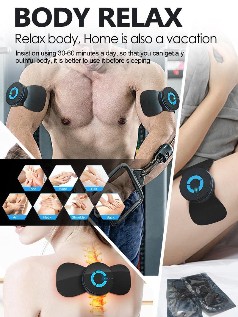 Tens Black Unit with 2 Pads,EMS Microcurrent Mini Massager Machine,Low Frequency Multi Function Physiotherapy Instrument Muscle Stimulator,Full Body Pain Relief Therapy Device(FSA or HSA Eligible)