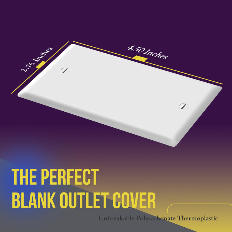 ENERLITES Blank Cover Wall Plate, Gloss Finish, Standard Size 1-Gang 4.50" x 2.76", Polycarbonate Thermoplastic, 8801-W, White Screw