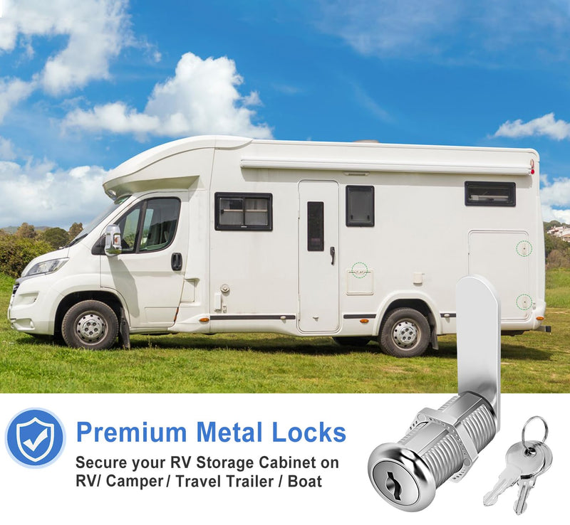 Cabinet Locks with Keys, 1-1/2" Long Cam Locks Keyed Alike, Cabinet Cam Lock Set for Cabinets RV Storage Locks Tool Box Lock Thick Drawer, Zinc Alloy (6 Pack, 1-1/2 Inch) 6 Pack
