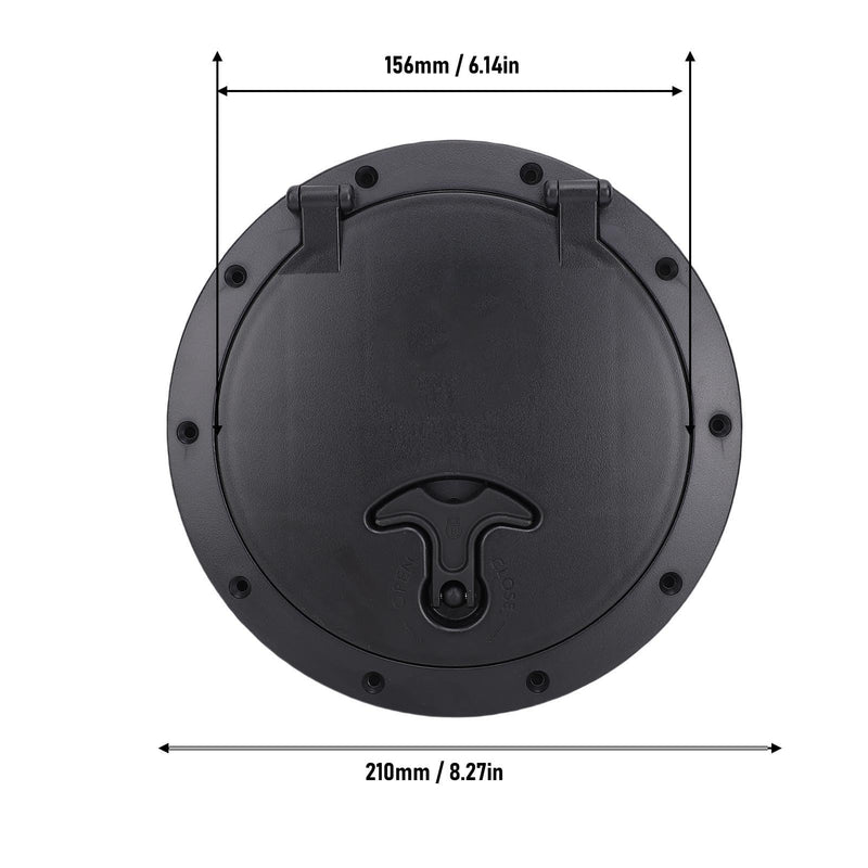 Black Deck Plate Kit Deck Hatch with Storage Bag for Fishing Kayak Boating 6 Inch