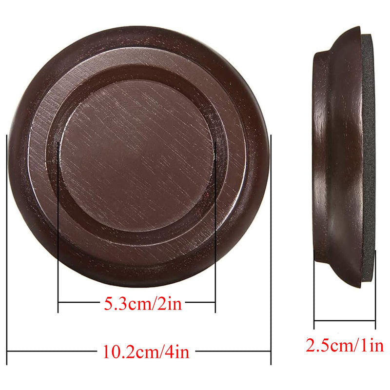4Pcs Piano Caster Cups Grand Upright Piano Wheels Feet Floor Protectors, Solid Wood Casters Cups Wood Sliders Caster Pads with Non-Slip & Anti-Noise Foam Set of 4, Brown