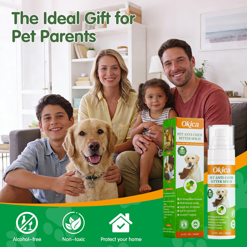 Bitter Apple Spray for Dogs - No Chew Spray for Dogs to Stop Barking Marking and Nibbling - Natural Ingredients Dog Repellent Spray for Furniture and Your Belongings Light Green
