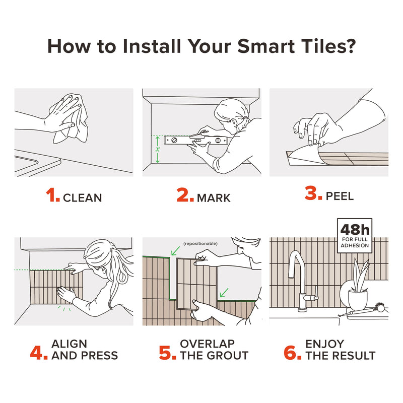 Smart Tiles Peel and Stick backsplash, Mosaic Frost White, 22.56"x11.58" Pack of 5