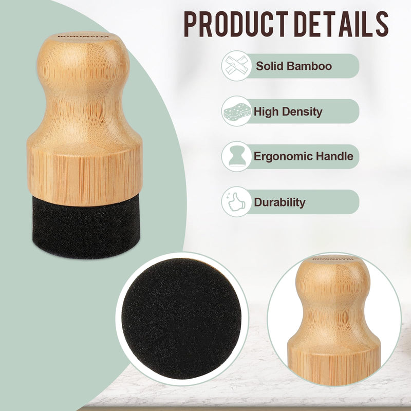 Cutting Board Oil Wax Applicator - 2PCS Bamboo Wood Applicator for Food Grade Mineral Oil Boards, Wooden Butcher Blocks,Spatulas,Spoons,Utensils